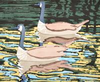 Neil Welliver Canadian Geese Hand-Colored Lithograph, Signed Edition - Sold for $2,250 on 01-29-2022 (Lot 334).jpg